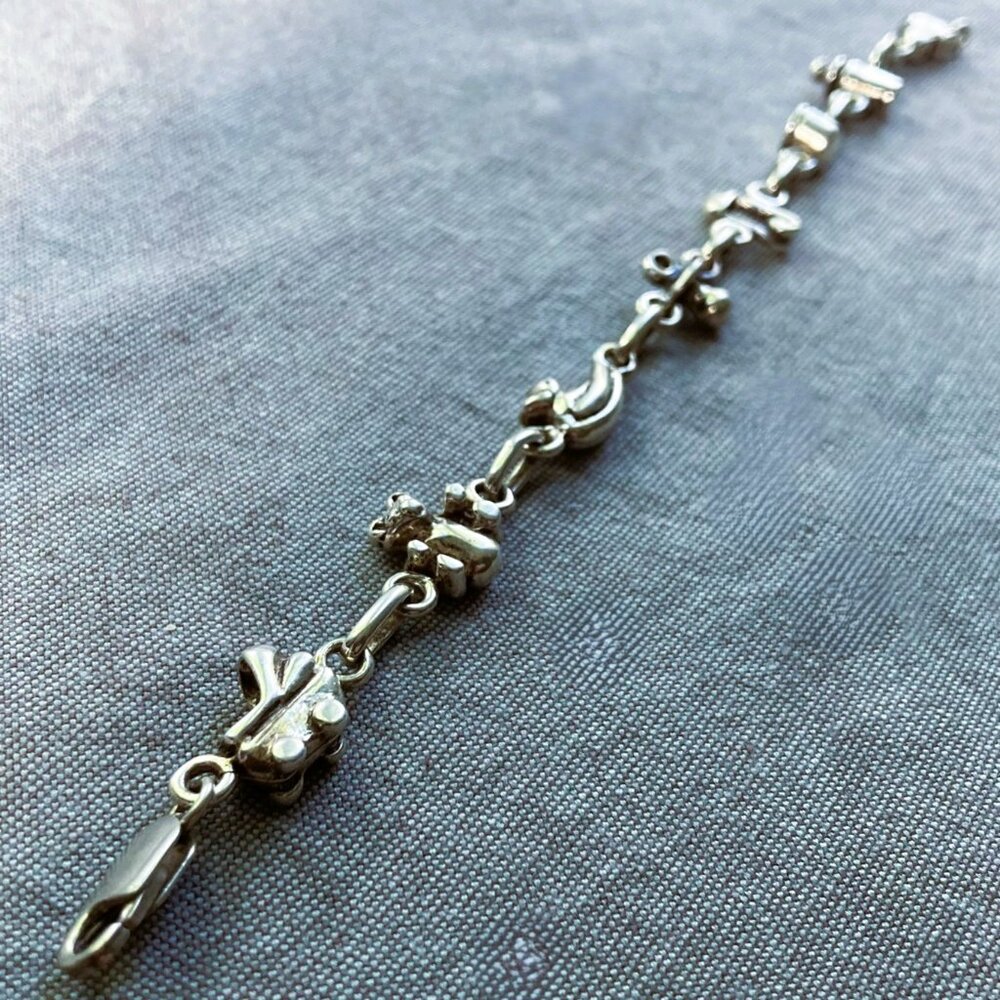 Vintage Baby Themed Bracelet, 925 Sterling Silver, Newborn Theme Link - RARE
